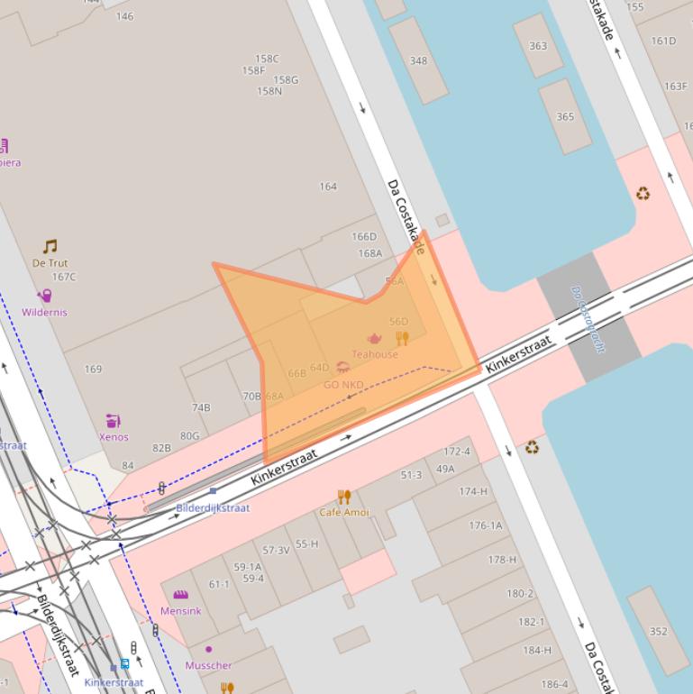 Kaart van postcodegebied 1053DZ.