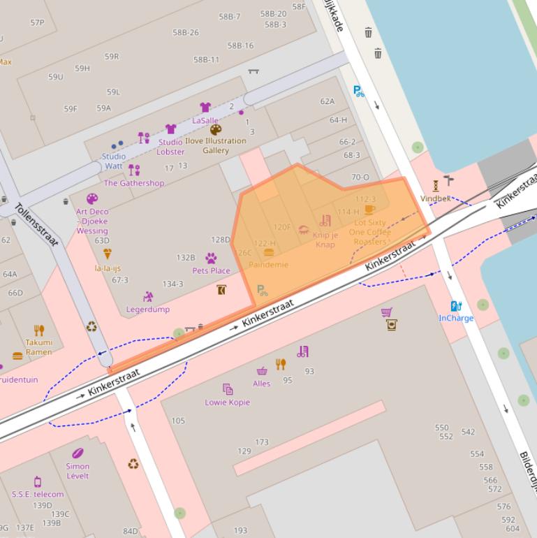 Kaart van postcodegebied 1053ED.