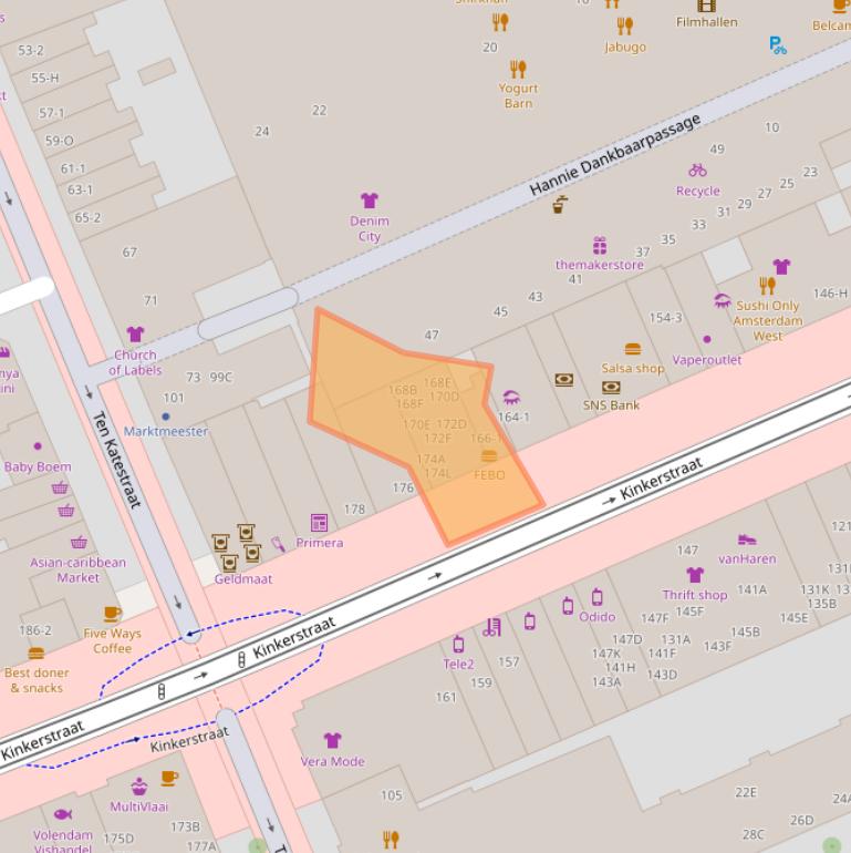 Kaart van postcodegebied 1053EJ.