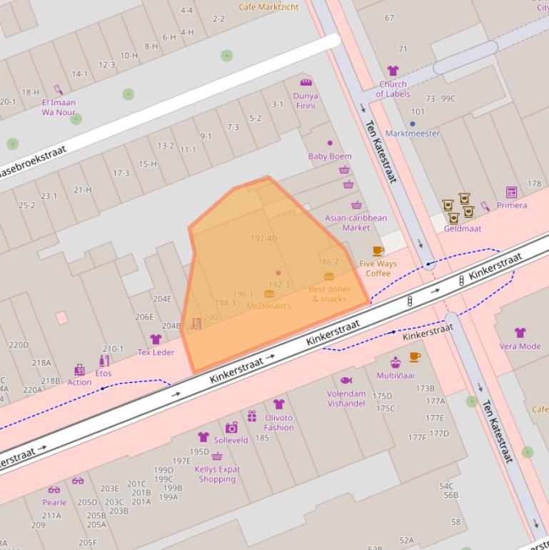 Kaart van postcodegebied 1053EL.