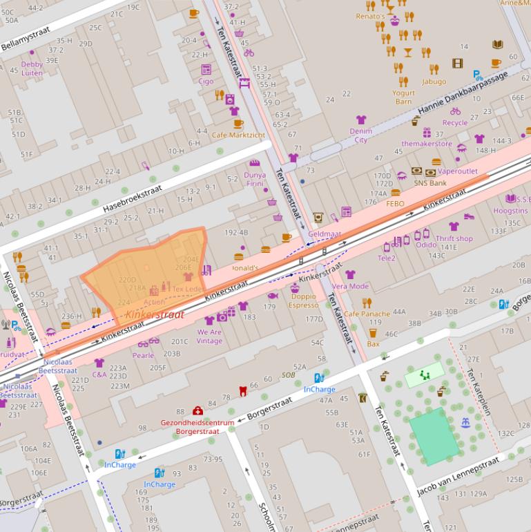 Kaart van postcodegebied 1053EM.