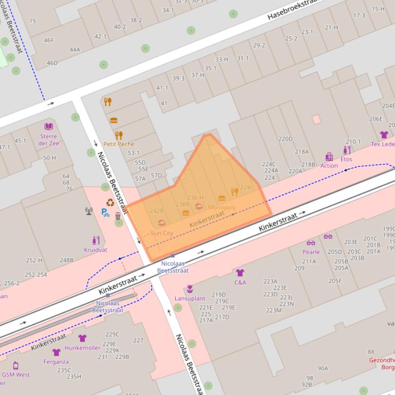 Kaart van postcodegebied 1053EN.