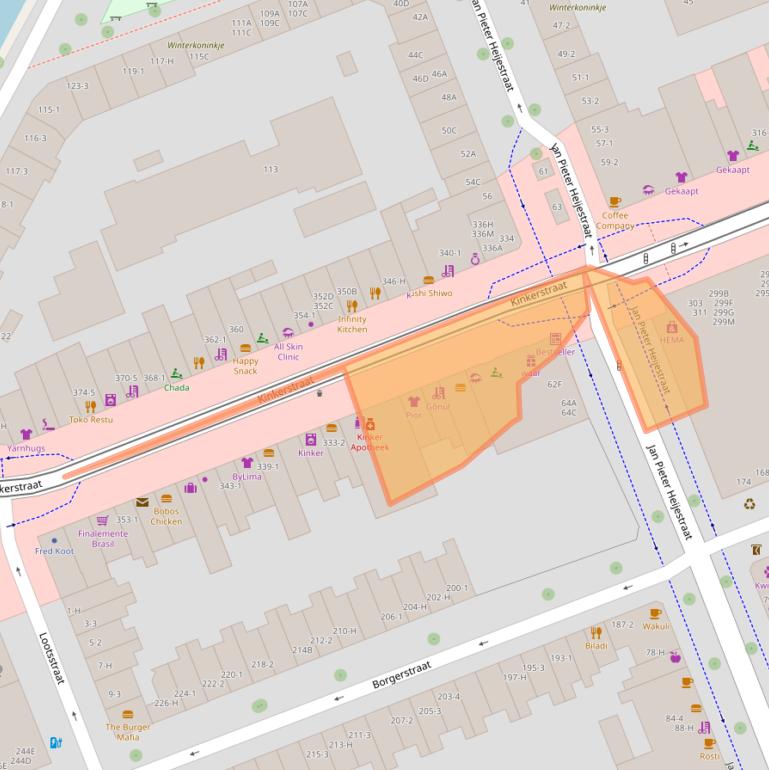 Kaart van postcodegebied 1053EV.