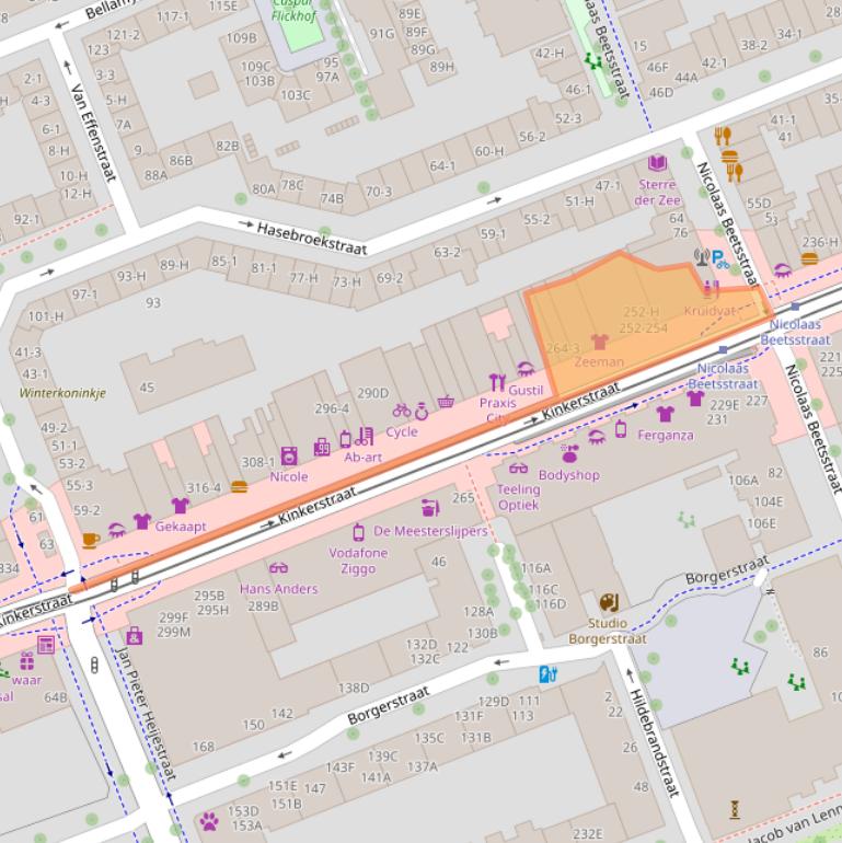 Kaart van postcodegebied 1053GA.