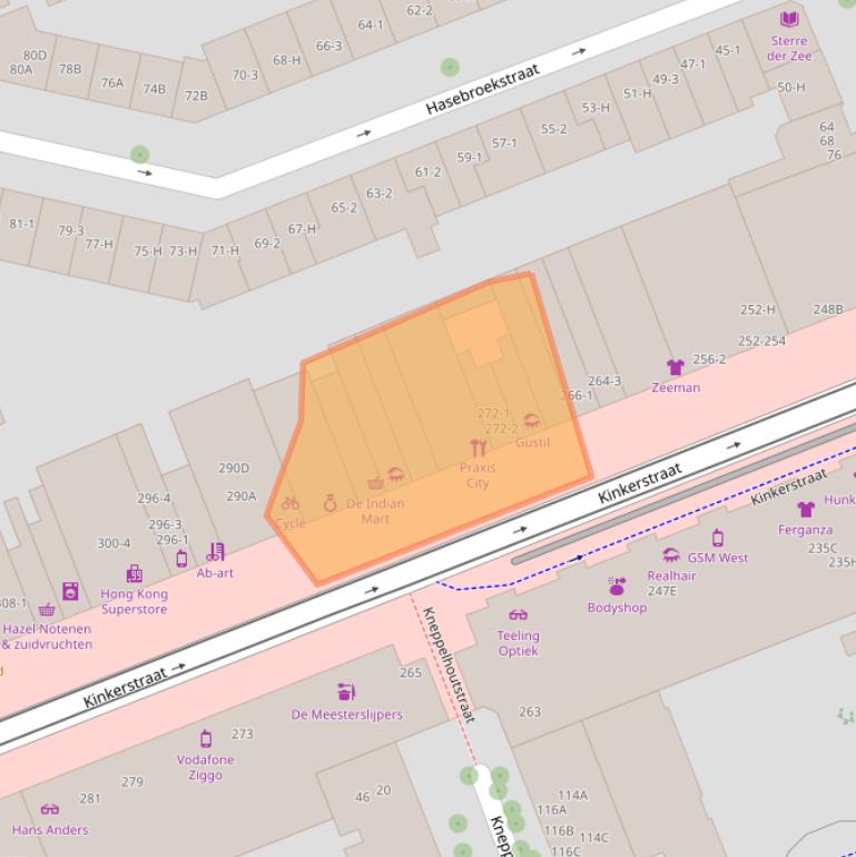 Kaart van postcodegebied 1053GB.