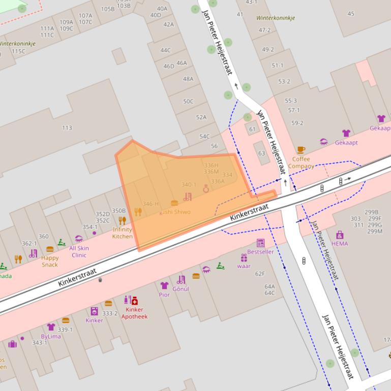 Kaart van postcodegebied 1053GE.