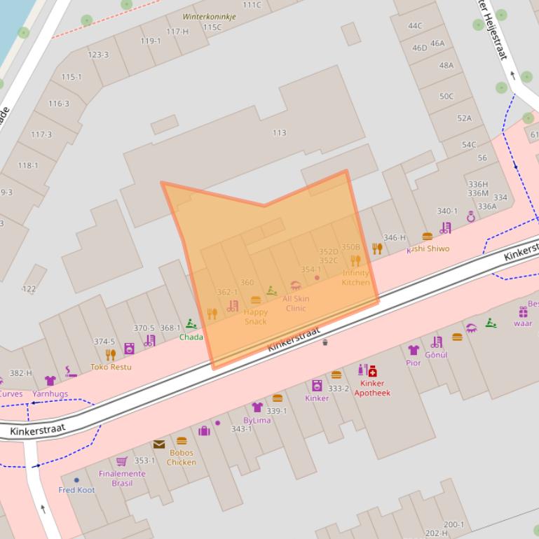 Kaart van postcodegebied 1053GG.