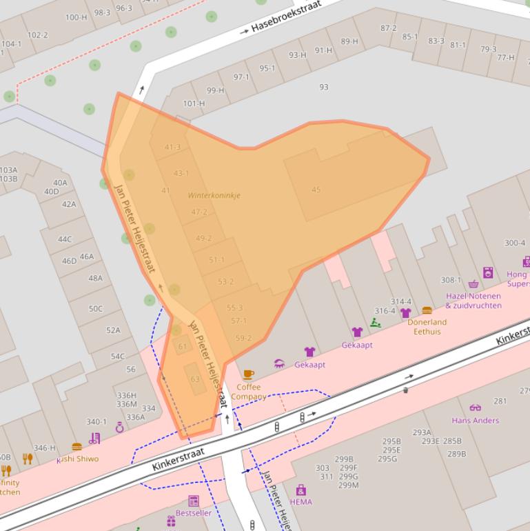 Kaart van postcodegebied 1053GK.