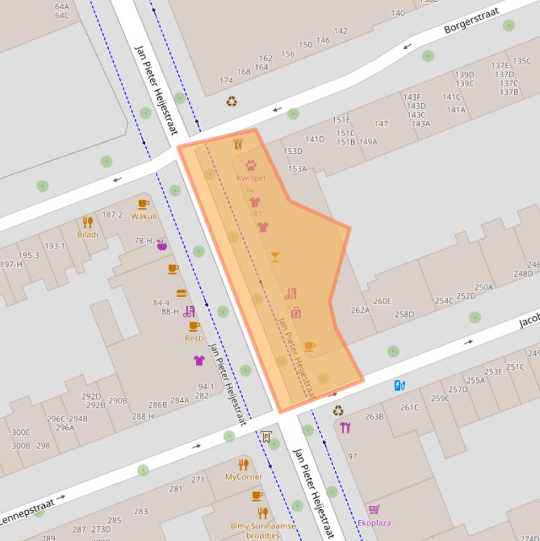 Kaart van postcodegebied 1053GM.