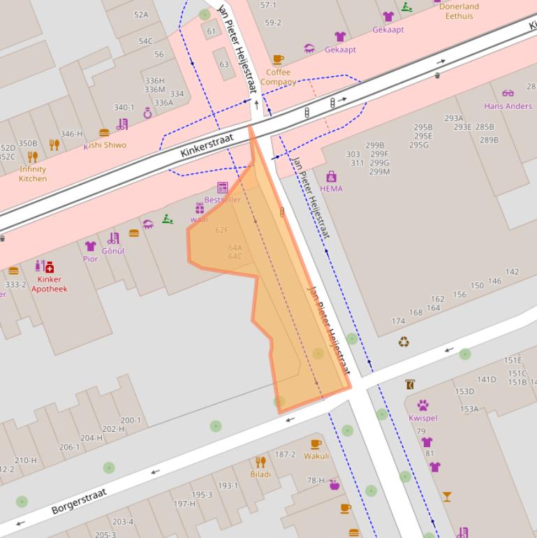Kaart van postcodegebied 1053GR.