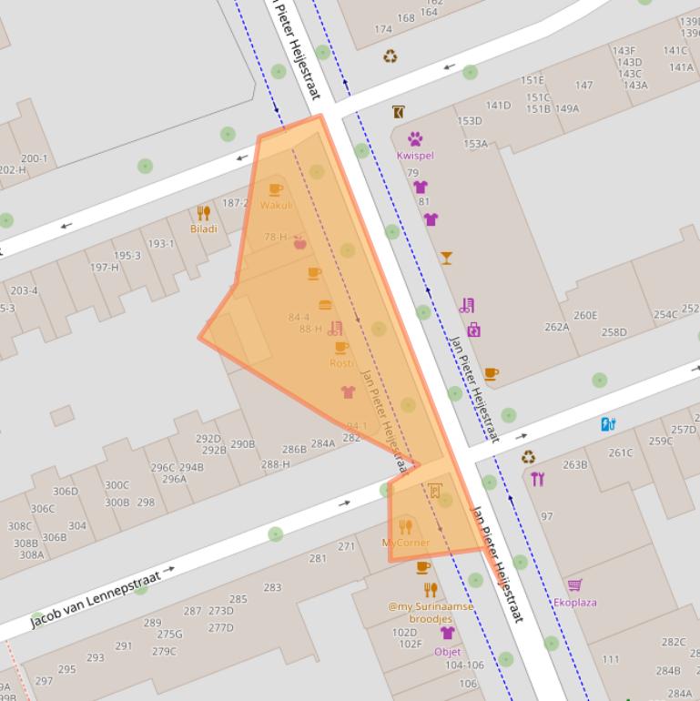 Kaart van postcodegebied 1053GS.