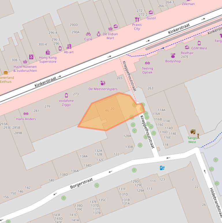 Kaart van postcodegebied 1053GX.