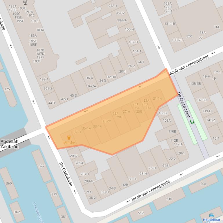 Kaart van postcodegebied 1053HB.