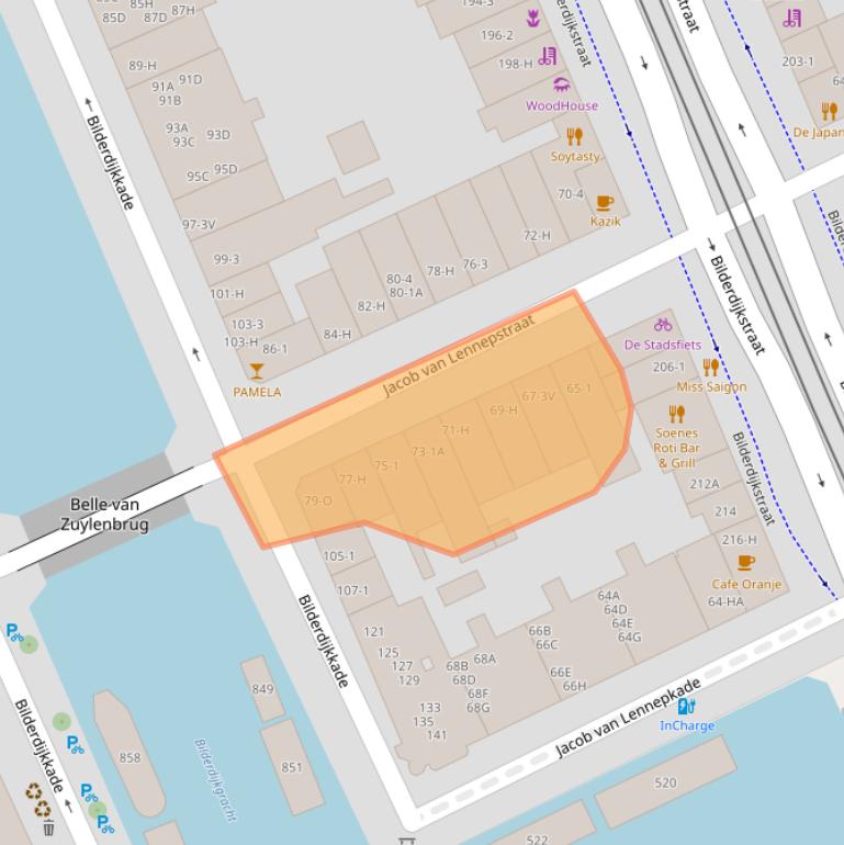 Kaart van postcodegebied 1053HE.