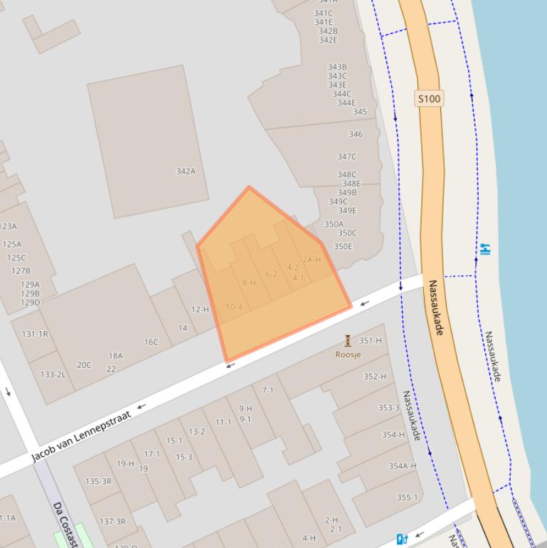 Kaart van postcodegebied 1053HG.