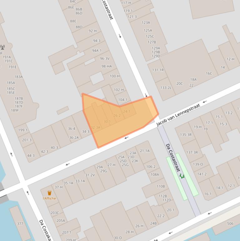 Kaart van postcodegebied 1053HJ.