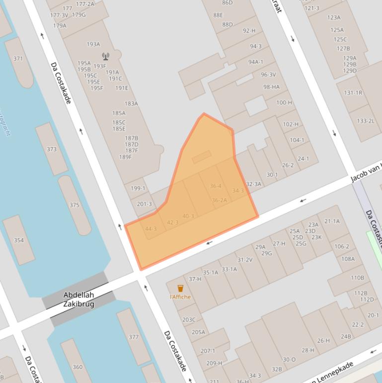 Kaart van postcodegebied 1053HK.