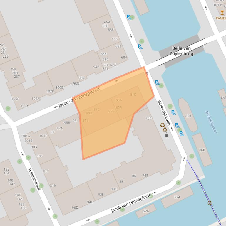 Kaart van postcodegebied 1053HN.