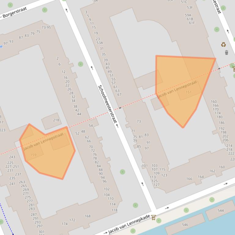 Kaart van postcodegebied 1053HW.