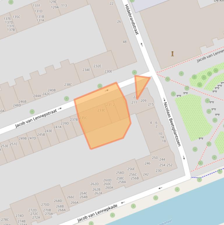 Kaart van postcodegebied 1053JC.