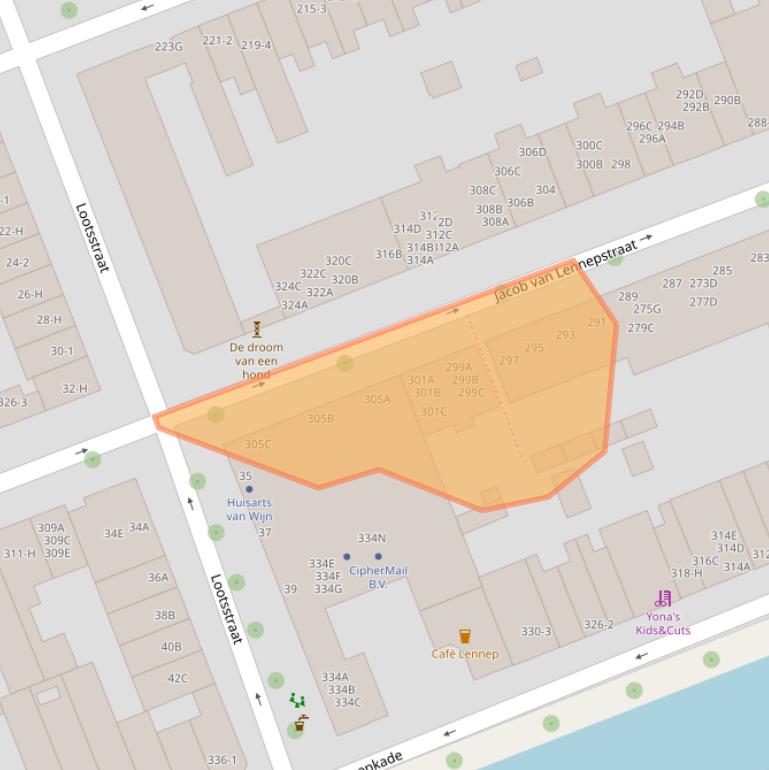 Kaart van postcodegebied 1053JH.