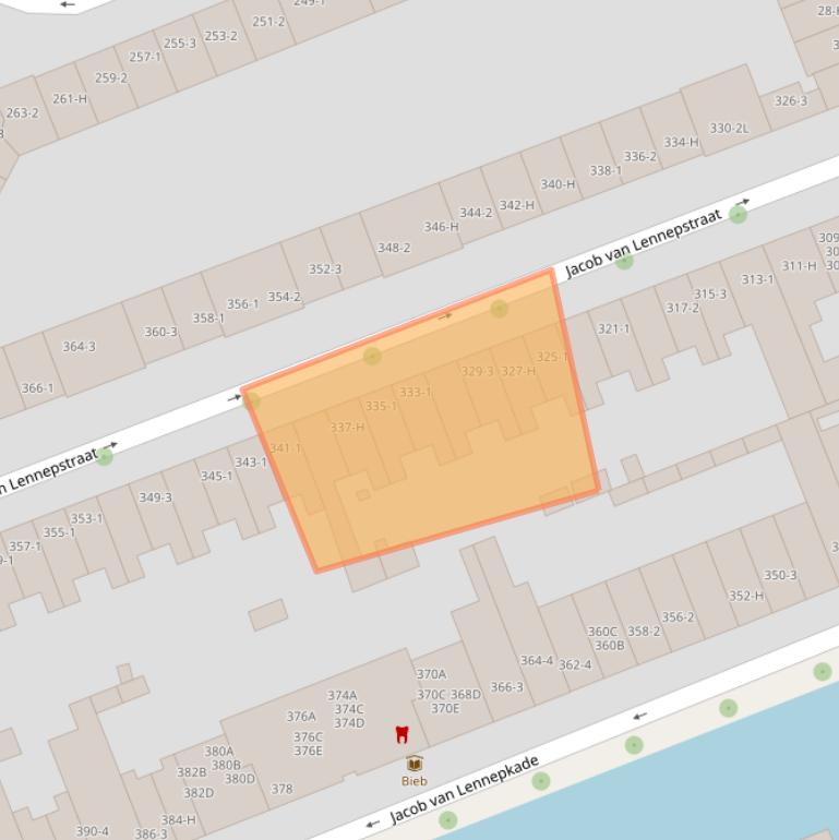 Kaart van postcodegebied 1053JK.