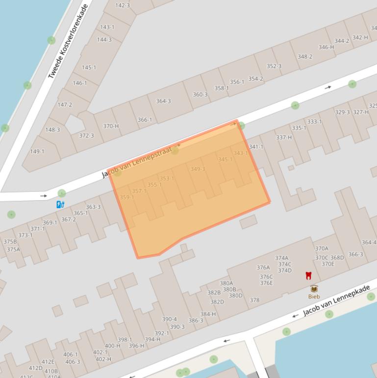 Kaart van postcodegebied 1053JL.