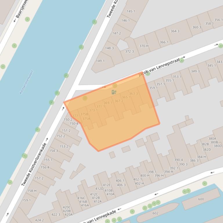 Kaart van postcodegebied 1053JM.