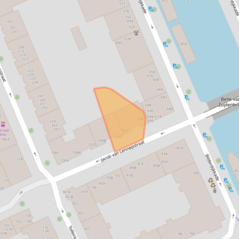 Kaart van postcodegebied 1053JN.