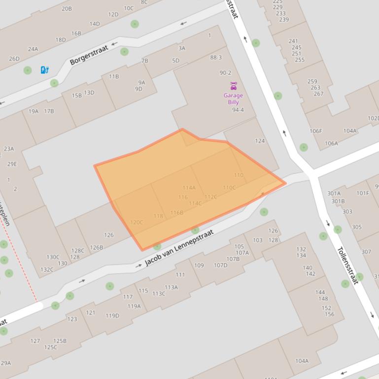 Kaart van postcodegebied 1053JR.