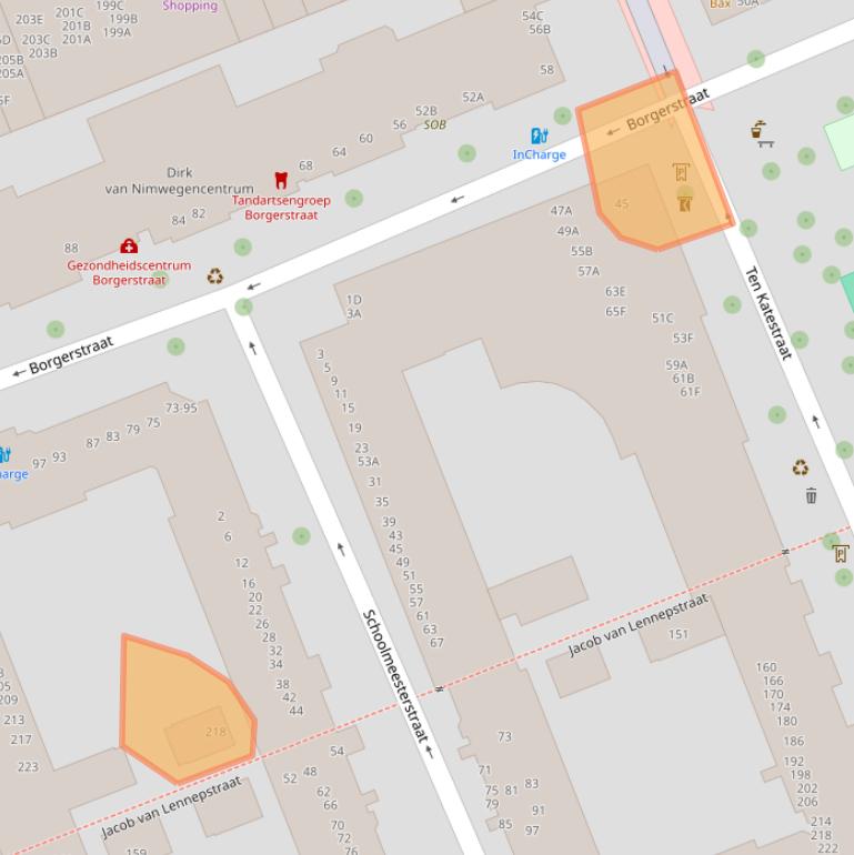 Kaart van postcodegebied 1053JZ.