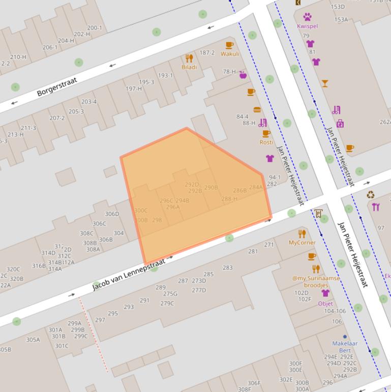 Kaart van postcodegebied 1053KD.