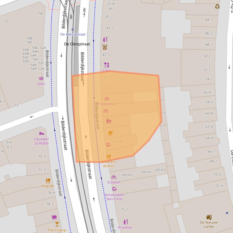 Kaart van postcodegebied 1053KL.