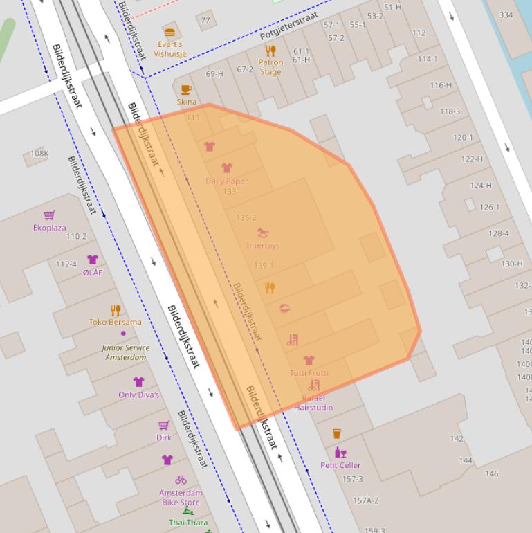 Kaart van postcodegebied 1053KN.