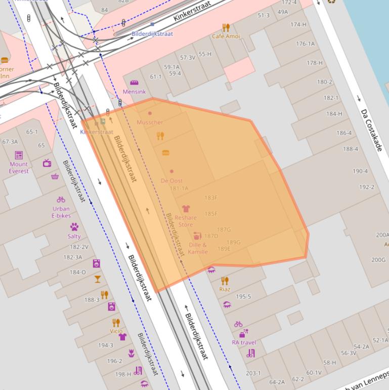 Kaart van postcodegebied 1053KR.