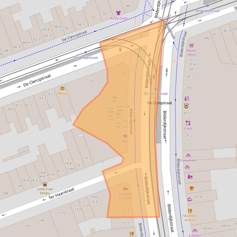 Kaart van postcodegebied 1053KV.