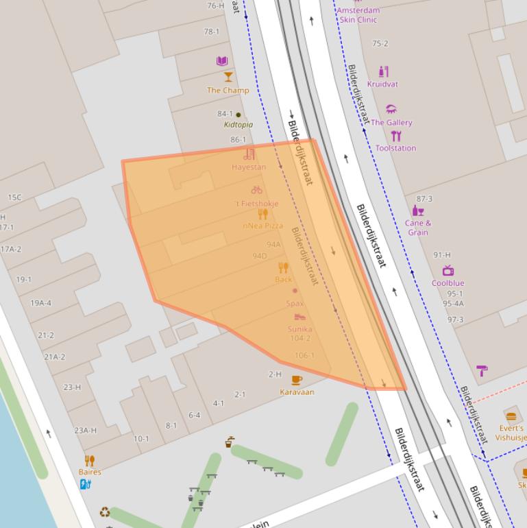 Kaart van postcodegebied 1053KX.