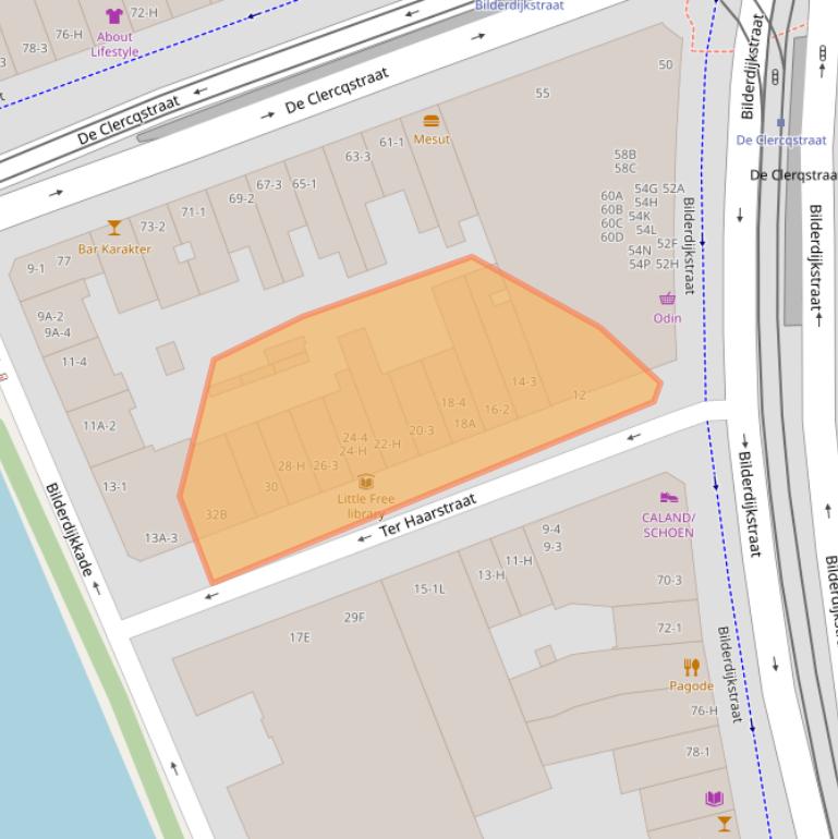 Kaart van postcodegebied 1053LJ.