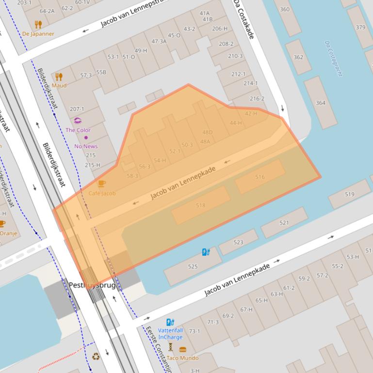 Kaart van postcodegebied 1053ML.