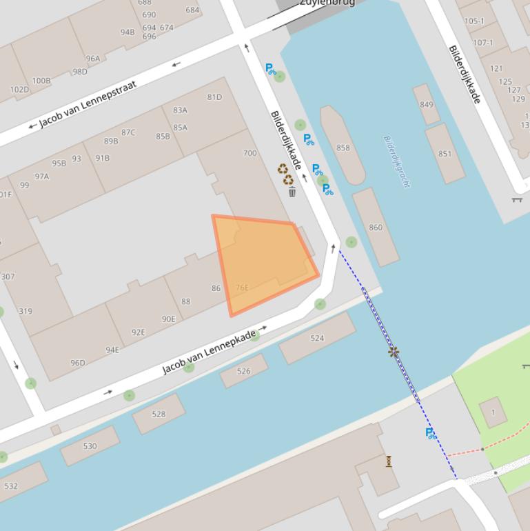 Kaart van postcodegebied 1053MP.