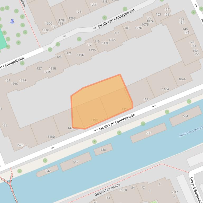 Kaart van postcodegebied 1053MT.