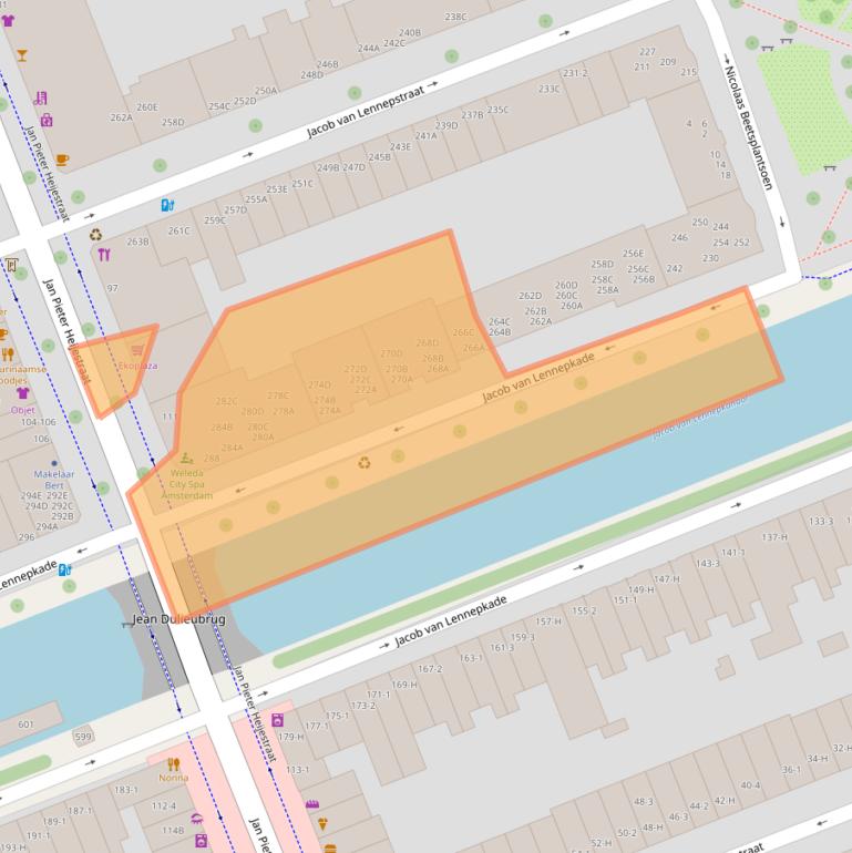 Kaart van postcodegebied 1053NE.