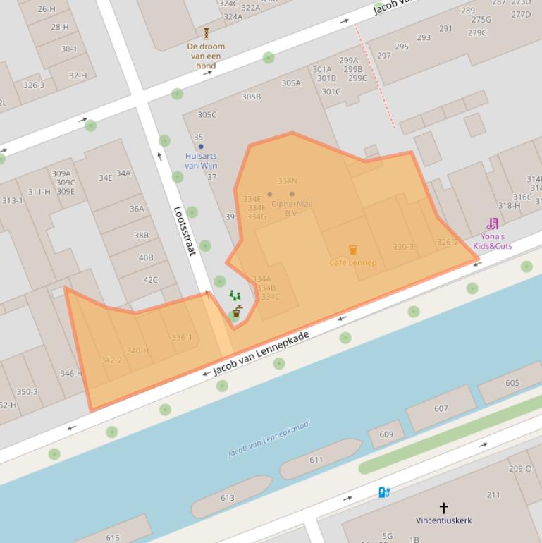 Kaart van postcodegebied 1053NJ.