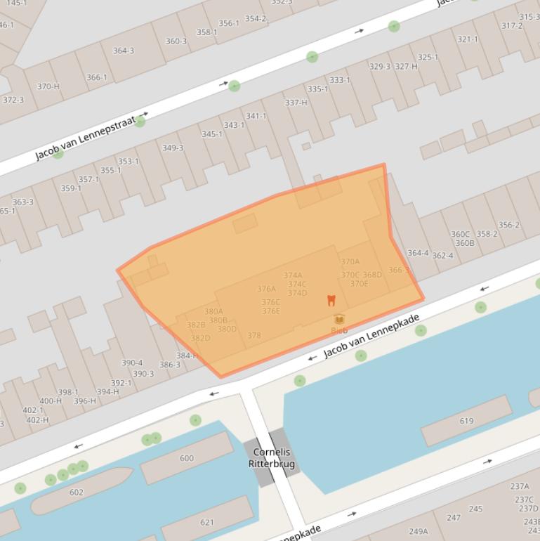 Kaart van postcodegebied 1053NL.