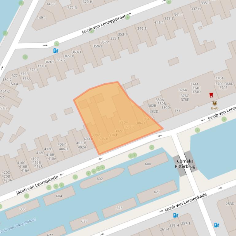 Kaart van postcodegebied 1053NM.