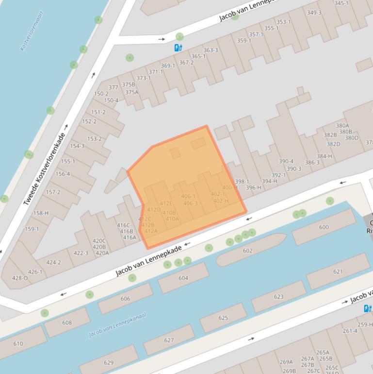 Kaart van postcodegebied 1053NN.