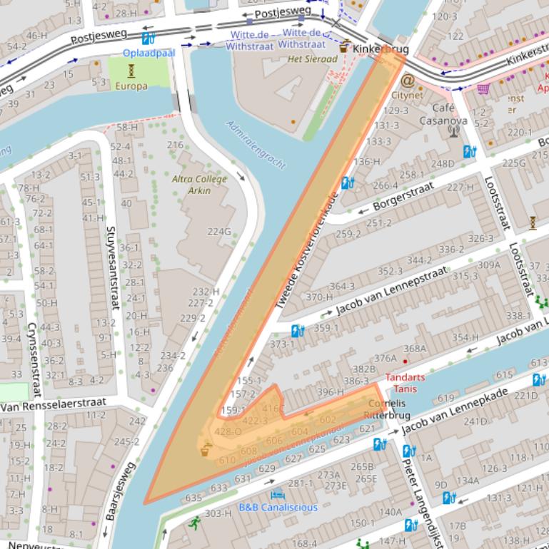 Kaart van postcodegebied 1053NP.