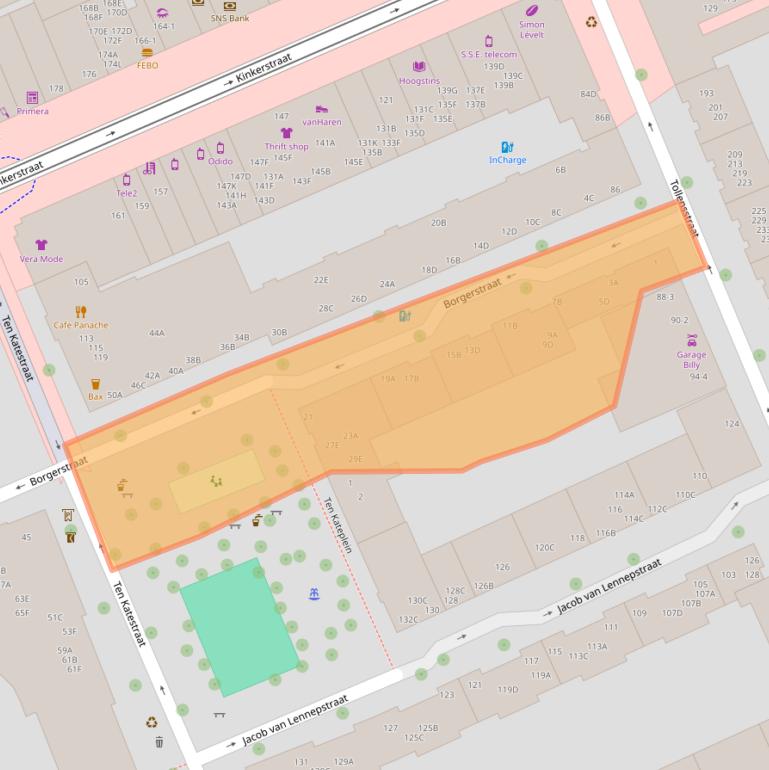 Kaart van postcodegebied 1053PA.