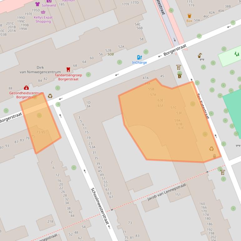 Kaart van postcodegebied 1053PC.