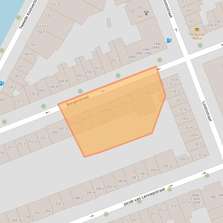 Kaart van postcodegebied 1053PM.